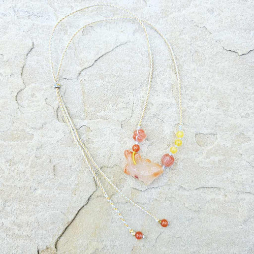 Nanhong Agate Koi Fish Adjustable Necklace | Tranquil Waters