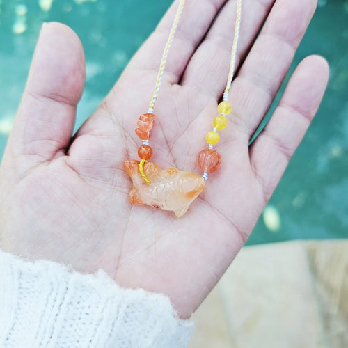 Nanhong Agate Koi Fish Adjustable Necklace | Tranquil Waters