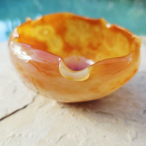 Natural Carnelian Carved Bowl 465gms