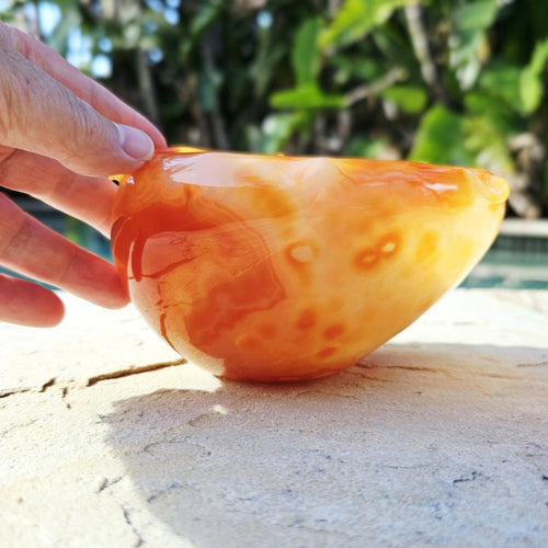 Natural Carnelian Carved Bowl 465gms