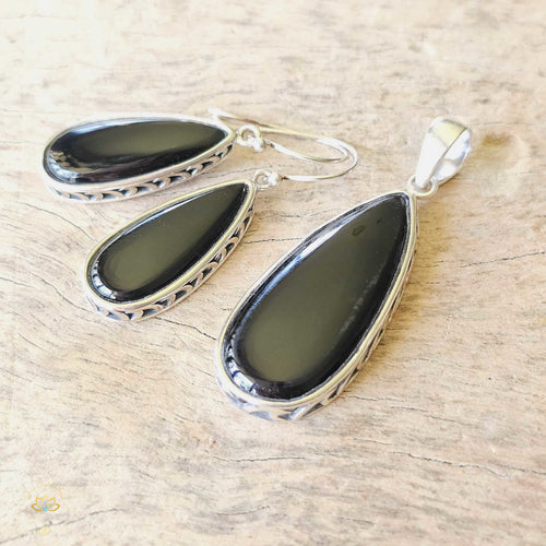 Obsidian Pendant & Earring Set | Inner Alchemy