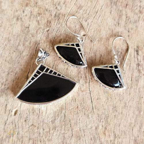 Obsidian Pendant & Earring Set | Vigilant Protector