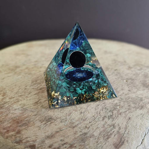 Obsidian & Malachite | Orgonite Pyramid