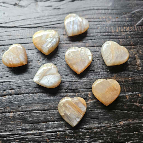 Peach Moonstone Crystal Hearts