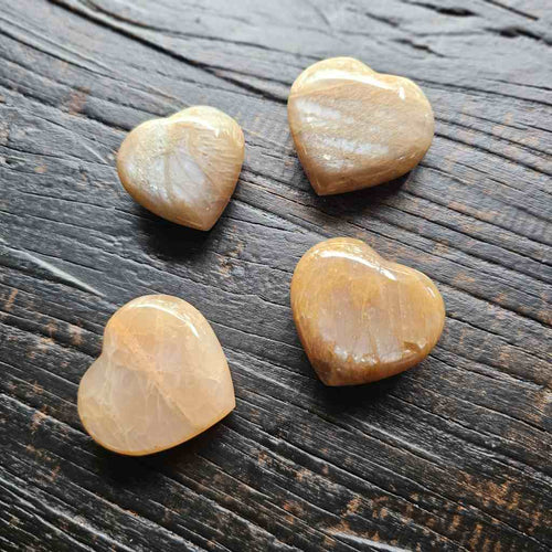 Peach Moonstone Crystal Hearts