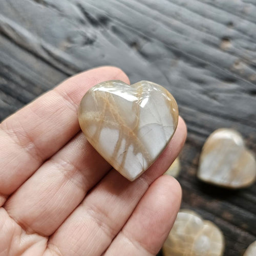 Peach Moonstone Crystal Hearts