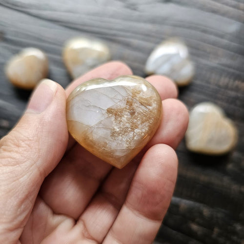 Peach Moonstone Crystal Hearts