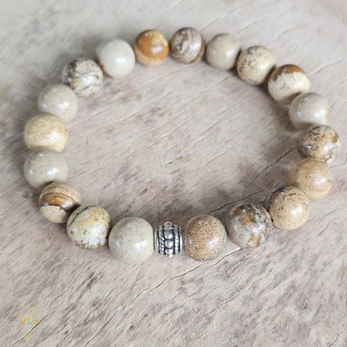 Picture Jasper Bracelet | 10mm Beads