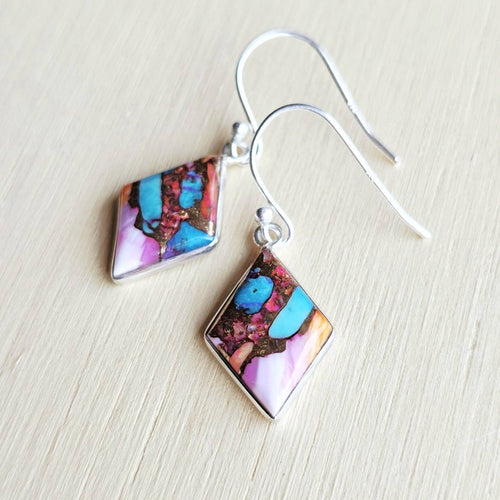 Pink Dahlia Turquoise Earrings | Dahlia Whisper