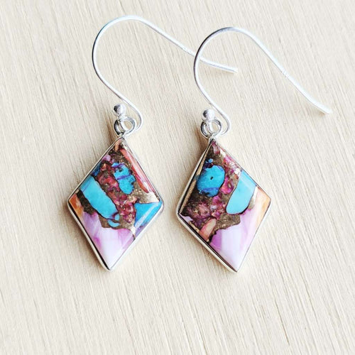 Pink Dahlia Turquoise Earrings | Dahlia Whisper