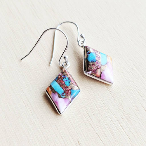 Pink Dahlia Turquoise Earrings | Dahlia Whisper