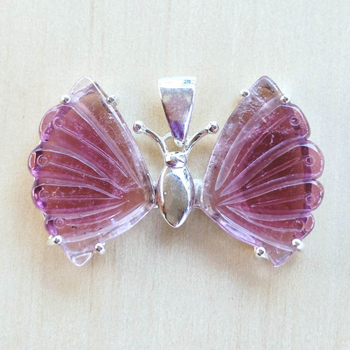 Pink Tourmaline Butterfly Pendant | Heart Wings