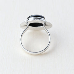 Sterling Silver Black Onyx Unisex Ring