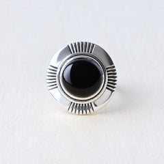 Sterling Silver Black Onyx Unisex Ring