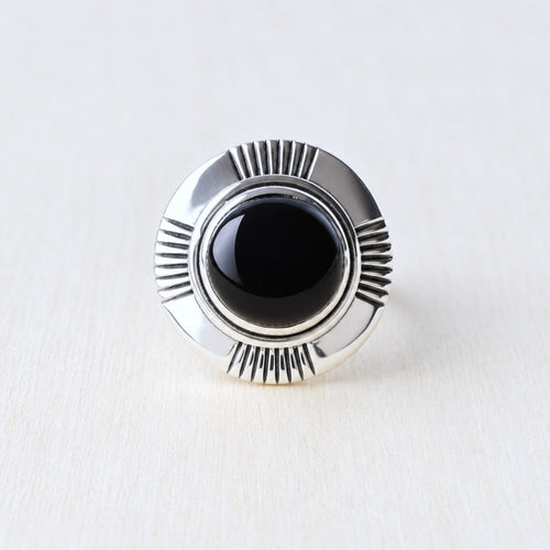 Sterling Silver Black Onyx Unisex Ring
