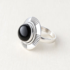 Sterling Silver Black Onyx Unisex Ring