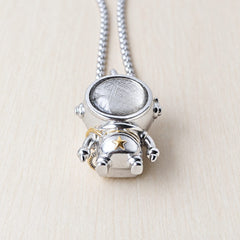 Muonionalusta Meteorite Spaceman Pendant | Titanium Necklace