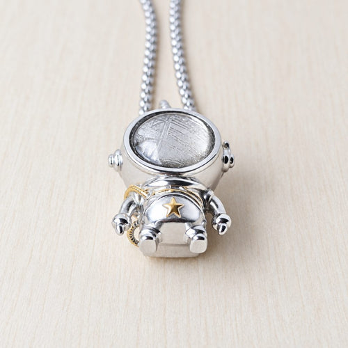 Muonionalusta Meteorite Spaceman Pendant | Titanium Necklace
