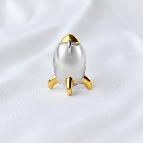 Sericho Meteorite Rocket Ship Pendant | Gold & Silver Titanium