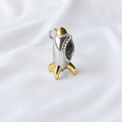 Sericho Meteorite Rocket Ship Pendant | Gold & Silver Titanium