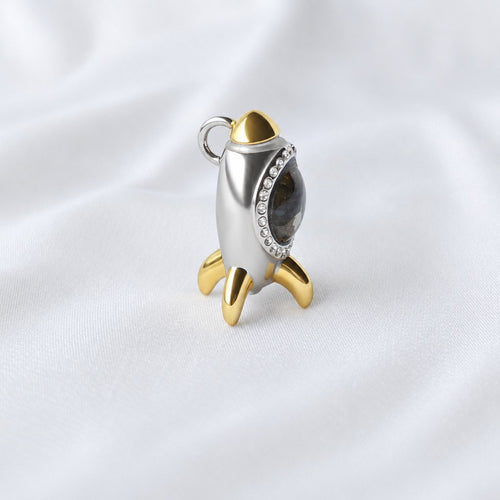 Sericho Meteorite Rocket Ship Pendant | Gold & Silver Titanium
