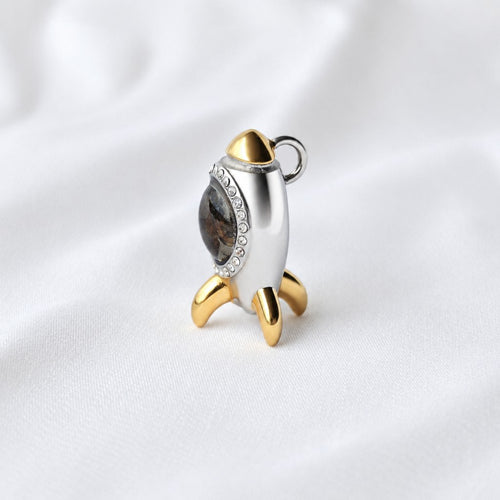 Sericho Meteorite Rocket Ship Pendant | Gold & Silver Titanium