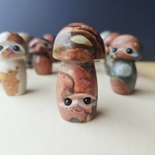 Polychrome Jasper Mushrooms | Obsidian Gaze Guardians