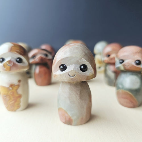 Polychrome Jasper Mushrooms | Obsidian Gaze Guardians