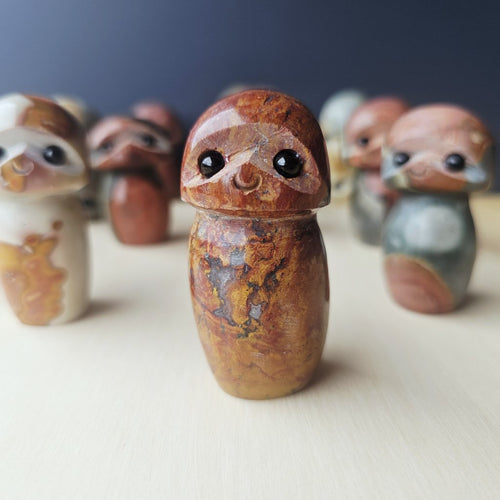Polychrome Jasper Mushrooms | Obsidian Gaze Guardians