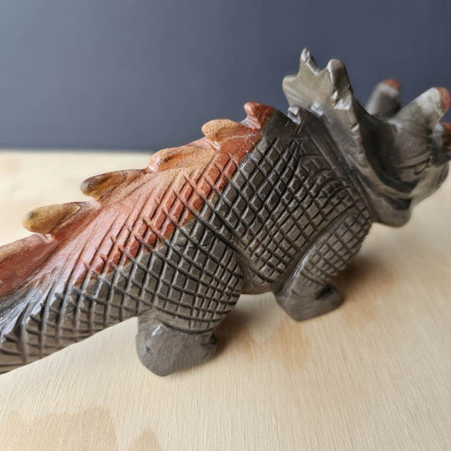 Polychrome Jasper Triceratops Carving | The Ancient Guardian