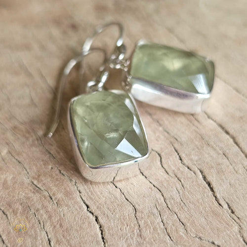 Prehnite Faceted Earrings | Protection & Guidance