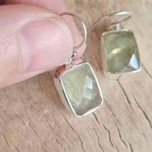 Prehnite Faceted Earrings | Protection & Guidance