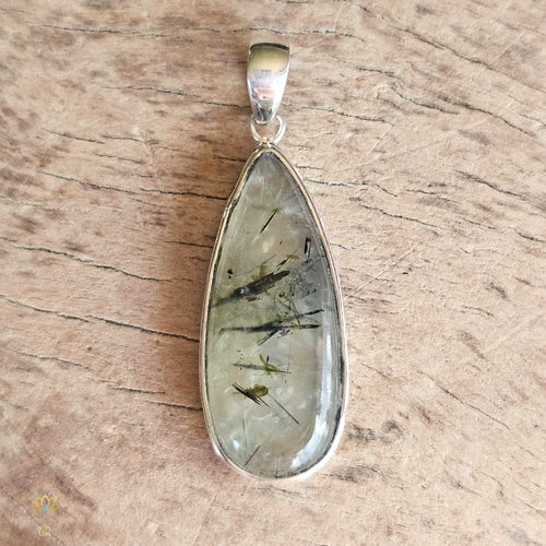 Prehnite & Epidote Pendant | Heart Wave