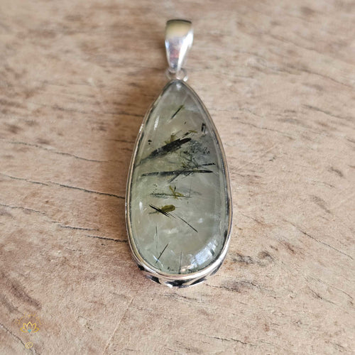 Prehnite & Epidote Pendant | Heart Wave