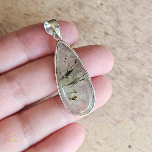 Prehnite & Epidote Pendant | Heart Wave