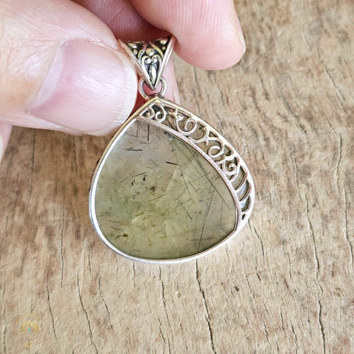 Prehnite & Epidote Pendant | Heart Illumination