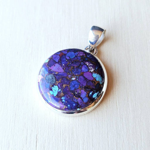 Purple Turquoise & Copper Pendant | Circle Of Truth