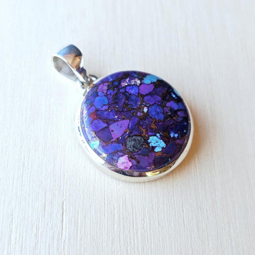 Purple Turquoise & Copper Pendant | Circle Of Truth