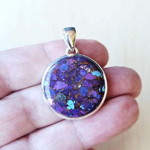 Purple Turquoise & Copper Pendant | Circle Of Truth