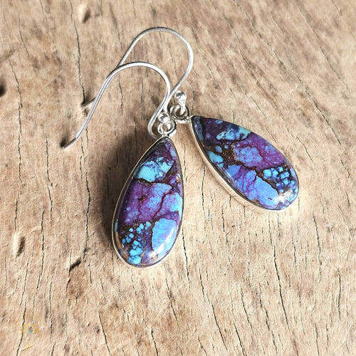 Purple & Blue Turquoise & Copper Earrings | Crowns Of Delight