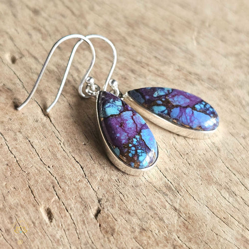 Purple & Blue Turquoise & Copper Earrings | Crowns Of Delight