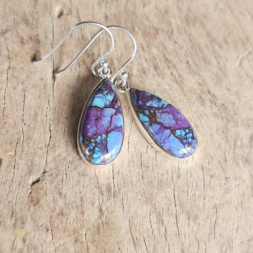 Purple & Blue Turquoise & Copper Earrings | Crowns Of Delight