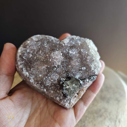 Rainbow Amethyst With Calcite & Manganese | Heart 362gms