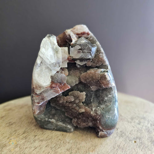 Rainbow Druzy Amethyst With Double Terminated Calcite