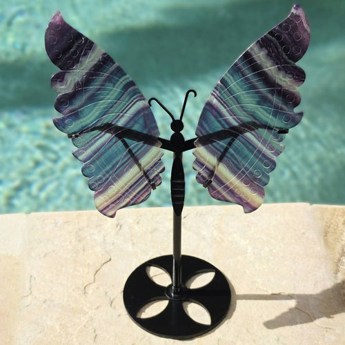 Rainbow Fluorite Butterfly Wings On Stand | Wings Of Change