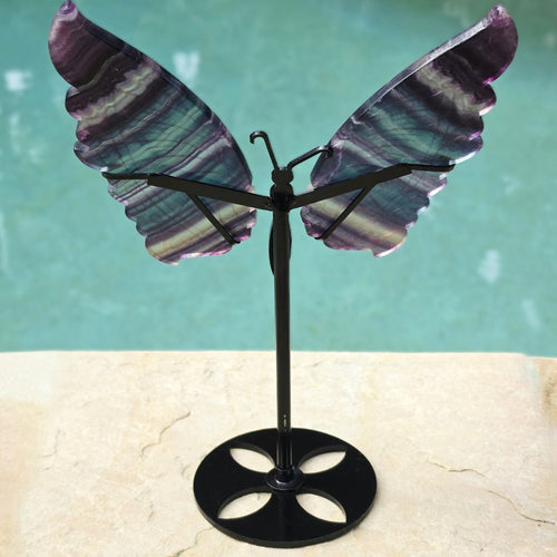 Rainbow Fluorite Butterfly Wings On Stand | Wings Of Change