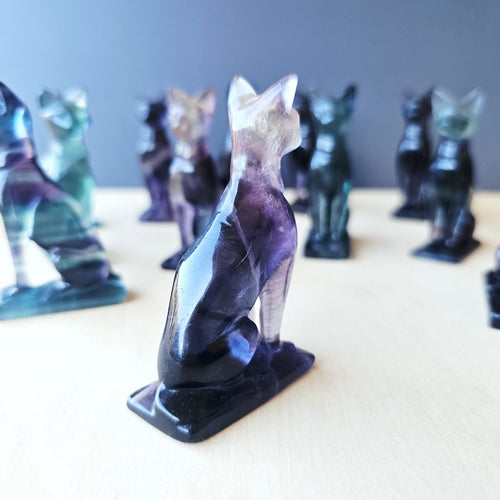 Rainbow Fluorite Cat | Mystic Watcher