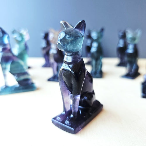 Rainbow Fluorite Cat | Mystic Watcher