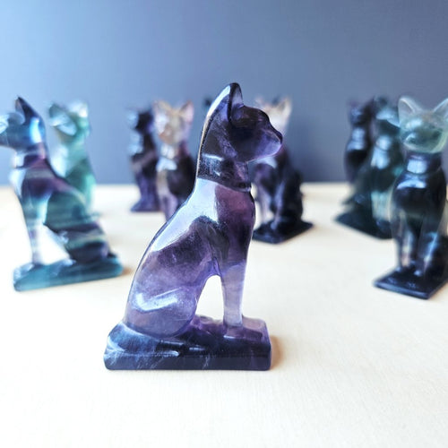 Rainbow Fluorite Cat | Mystic Watcher
