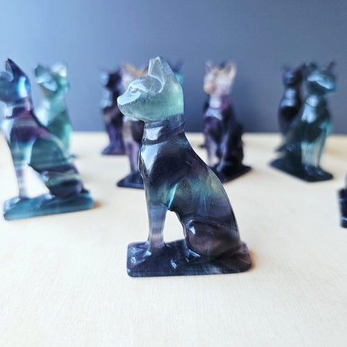 Rainbow Fluorite Cat | Mystic Watcher